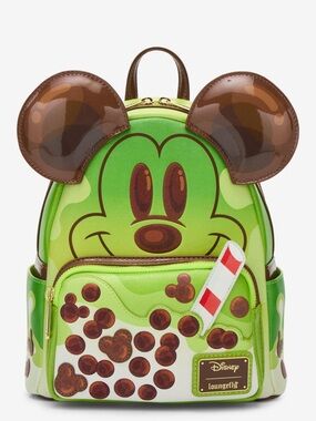 Loungefly Disney Mickey Mouse Green Bubble Tea Backpack and matching wallet